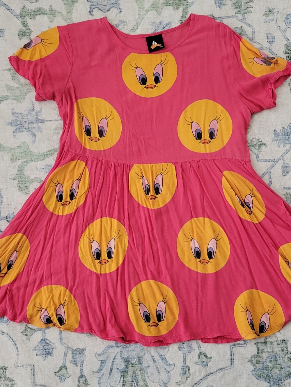 Lazy Oaf Hot Pink Dress with Yellow Face Print